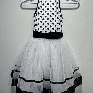 Black & White Polka Dot Tulle Party Dress for Girls